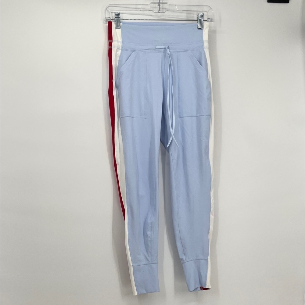 Free People Movement Leggings XS Blue Stripe High Waist Drawstring Joggers